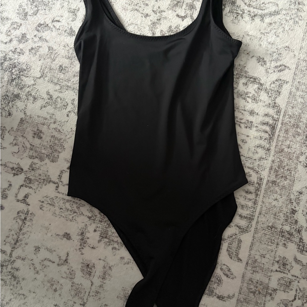 Zara Black Scoop-Neck One-Piece